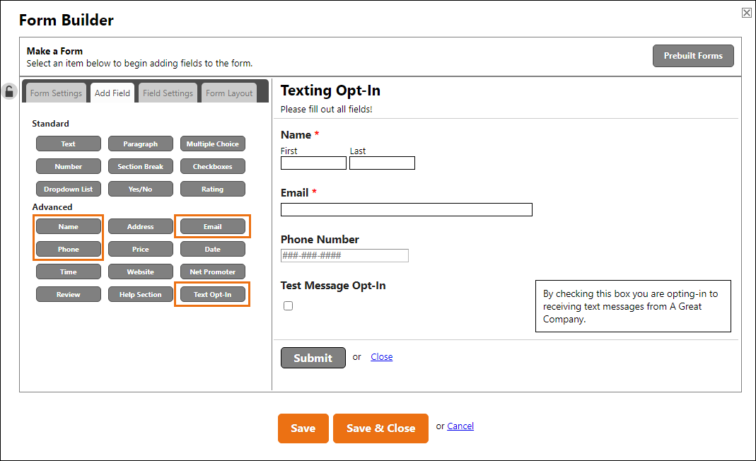 Create and Send a Classic (V2) Text Messaging Consent Form