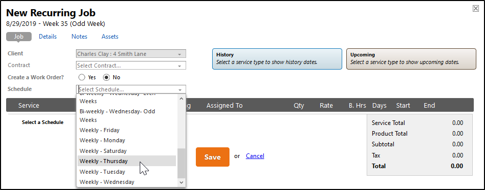 Add a Recurring Job to a Client Account