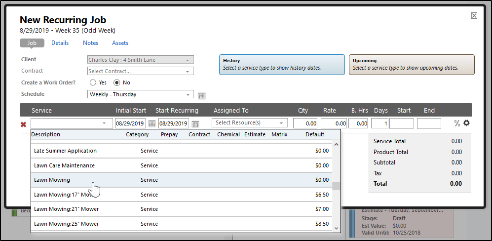 Add a Recurring Job to a Client Account