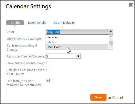 Calendar - Settings - Show Map Code Colors