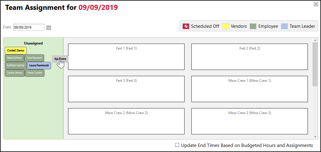 Edit Team Assignments