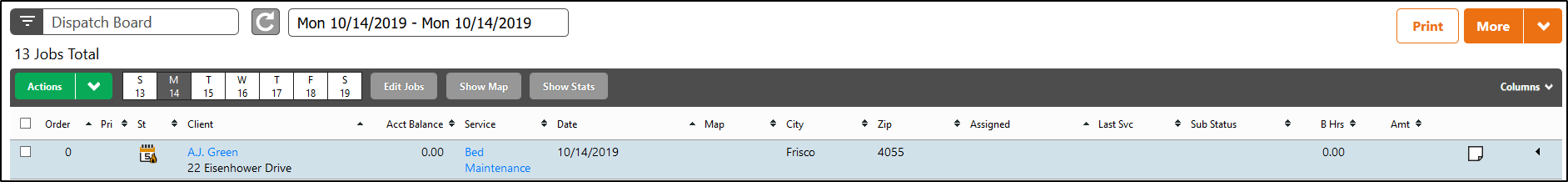 Work Orders on the Dispatch Board