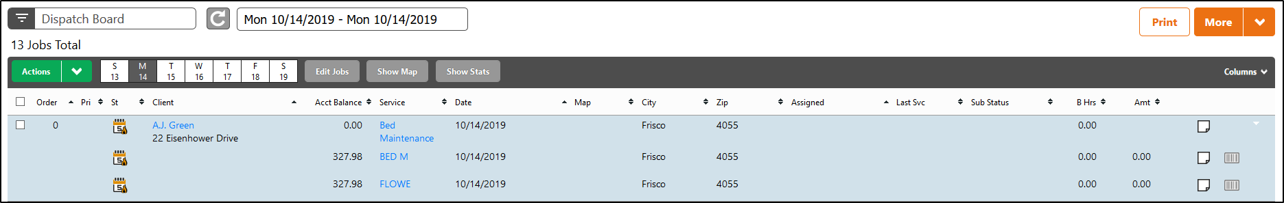 Work Orders on the Dispatch Board
