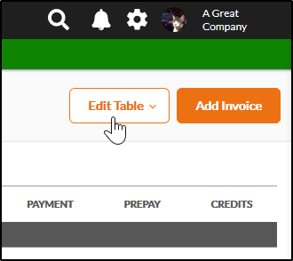 V3 Invoice List Screen - Edit Table