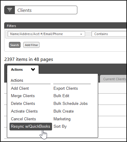 Resync Clients With QuickBooks