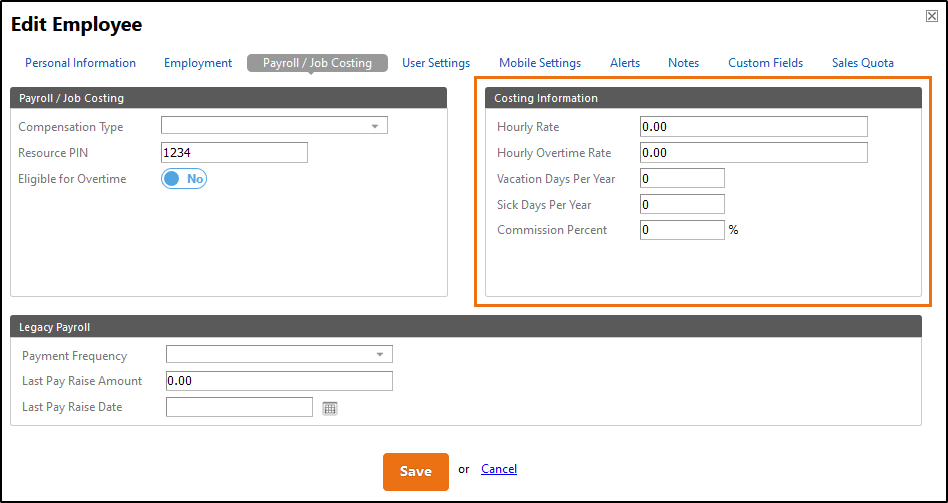 Set Up Job Costing