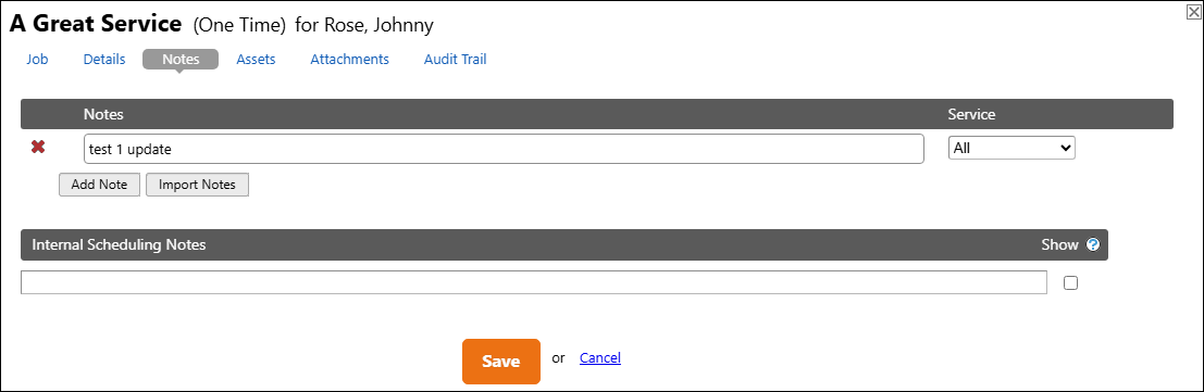 Interim Solution to Update an Existing Job Note