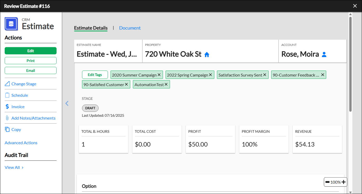 Beta - New Estimates - Add an Estimate
